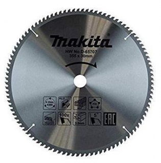 Диск пильный универсальный для алюминия/дерева/пластика Makita, 355x30x3/2.2 мм; 100 зубьев (D-65707)