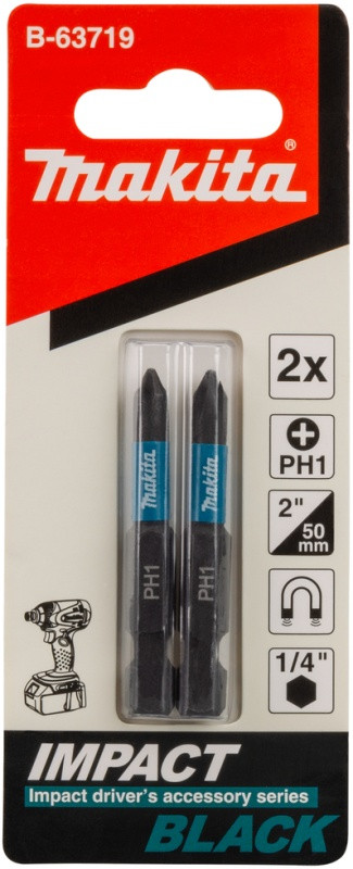 Биты Makita Impact Black PH1, 50 мм, E-form (MZ), 2 шт (B-63719)