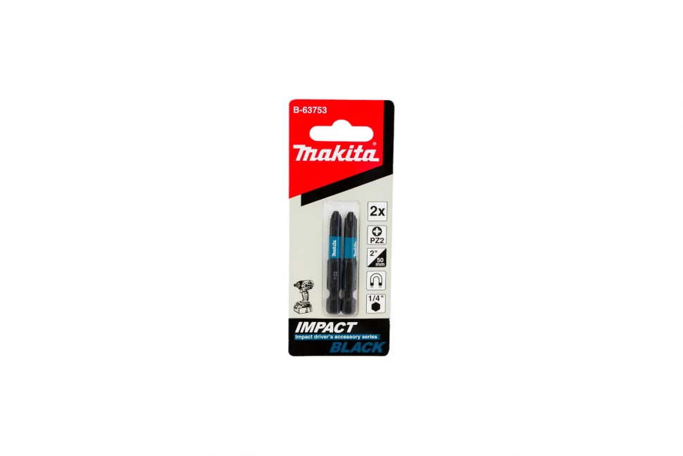 Биты Makita Impact Black PZ2, 50 мм, E-form (MZ), 2 шт (B-63753)