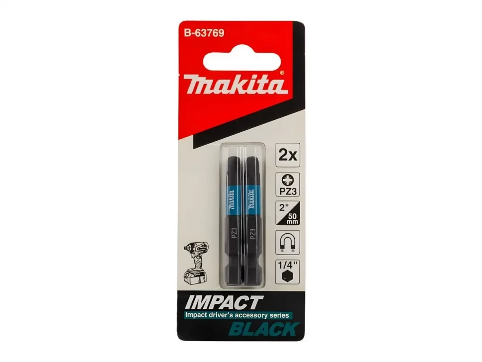 Биты Makita Impact Black PZ3, 50 мм, E-form (MZ), 2 шт (B-63769)