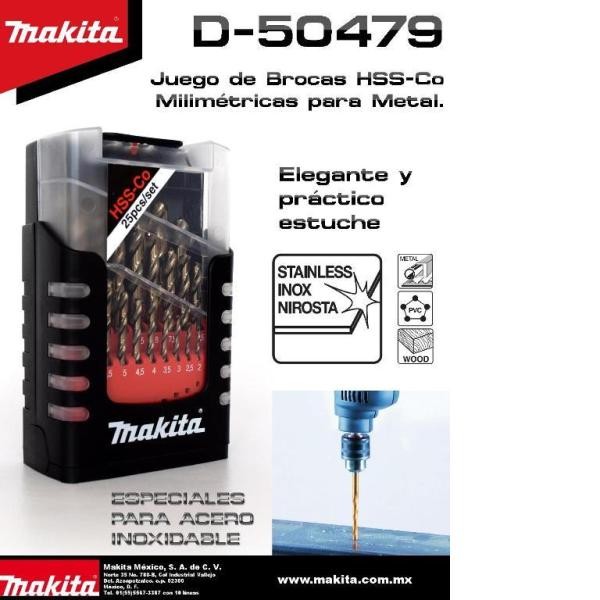 D-50479, Набор сверл по металу HSS-Co 1-13 25 шт с шагом 0,5