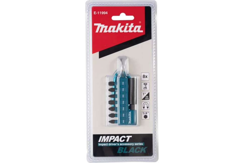 Набор бит Makita Impact Black 25 мм, 8 предметов (E-11994)