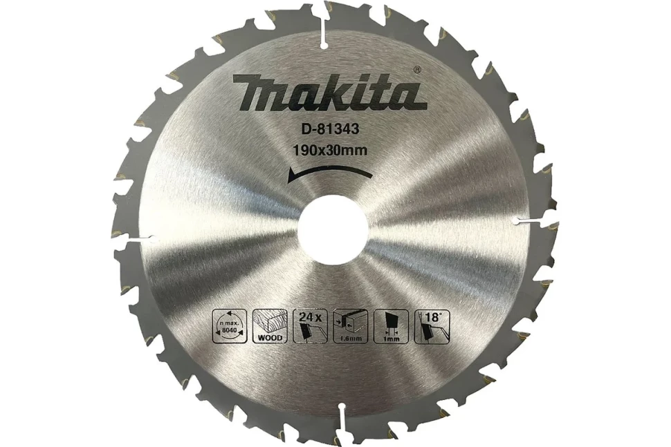 Диск пильный для дерева Makita, 190x30х1, 24 зуб (D-81343)