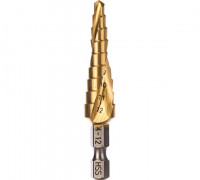 Сверло ступенчатое HSS-TiN с спиральным желобком, 4-12x65, 1/4&quot; (Makita D-40179)