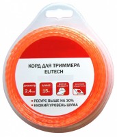 Леска для триммеров (2.4 мм, 44 м, сечение витой квадрат) Би-материал