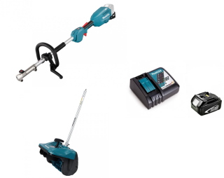 Аккумуляторный комбимотор Makita DUX18Z + Насадка снегоуборщик (лопата) SN400MP + Аккумулятор BL1860B + зарядное устройство DC18RC