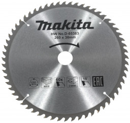 Диск пильный для дерева Makita, 260x30х1,8 60 зубьев (D-65383)