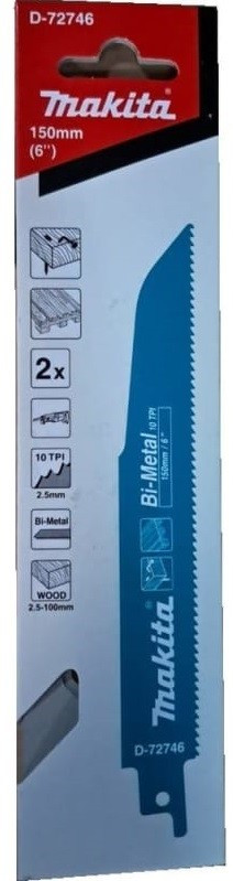 Пильное полотно по дереву с гвоздями Makita 150x1,25x10TPI, 2 шт (D-72746)