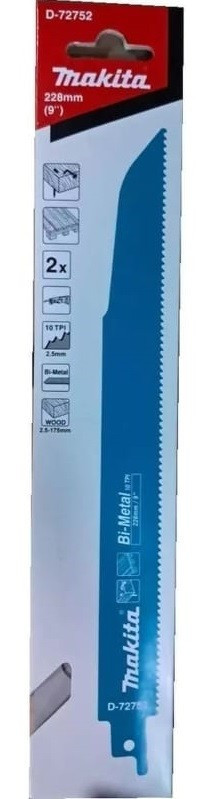 Пильное полотно по дереву с гвоздями Makita 228x1,25x10TPI, 2 шт (D-72752)