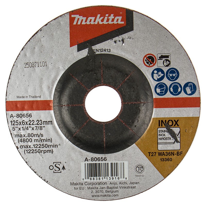 Обдирочный (зачистной) диск по металлу 125*22,2*6мм Makita A-80656