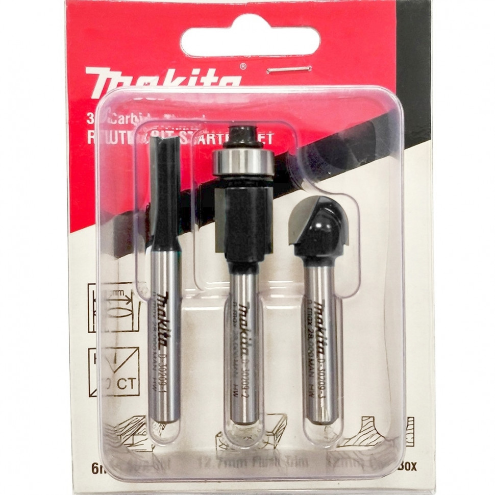 Набор фрез Makita, хвостовик 6 мм, 3 шт (D-70459)