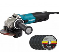 PT0590 Углошлифовальная машина 1900Вт, 125мм  Makita GA5090X01 + 5 дисков 